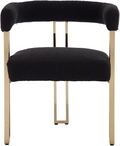 Miniatura 4 de Kmax Juego de 2 sillas de comedor de piel sintética, modernas sillas de cocina de metal dorado para comedor, sala de estar, color negro