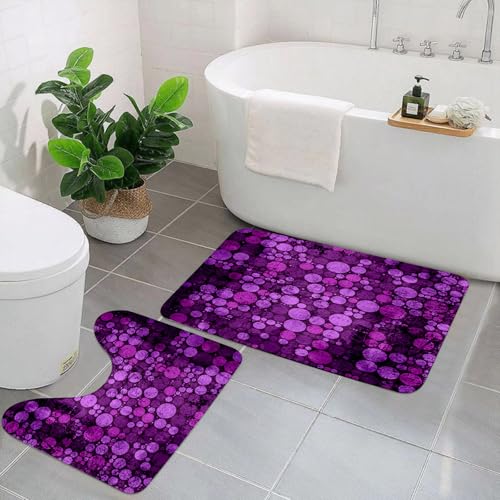 KGDHY Lot de 2 Tapis de Bain Antidérapant,Tapis Salle de Bain Super Absorbant,Tapis de Douche Lavable en Machine Super Doux,Aubergine Violet et Lilas