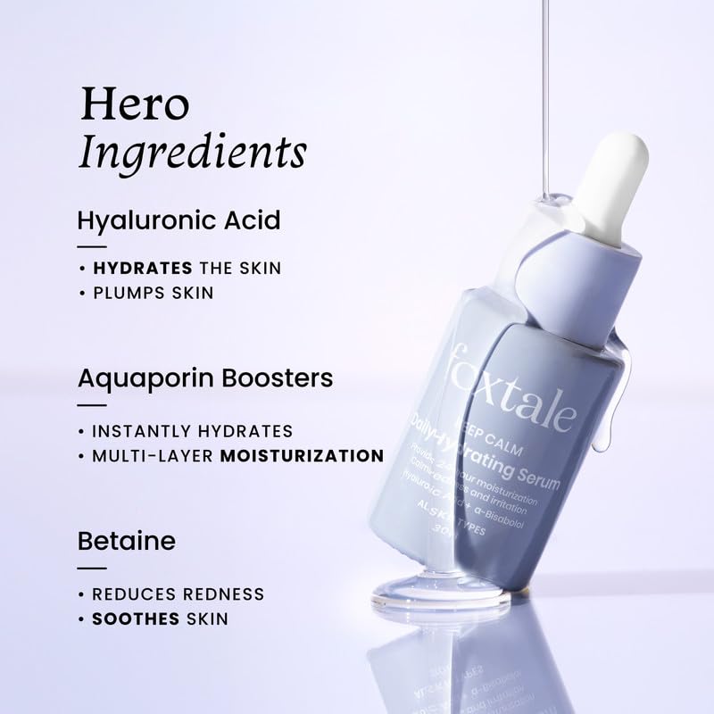 FoxTale Hyaluronic Acid Serum For Plump,Glowing Skin With Vitamin B5,Betaine|Intense 24-Hour Hydration,Brightening|Reduction In Fine Lines&Inflammation|For Dry,Sensitive Skin|Men&Women - 30 Ml 1
