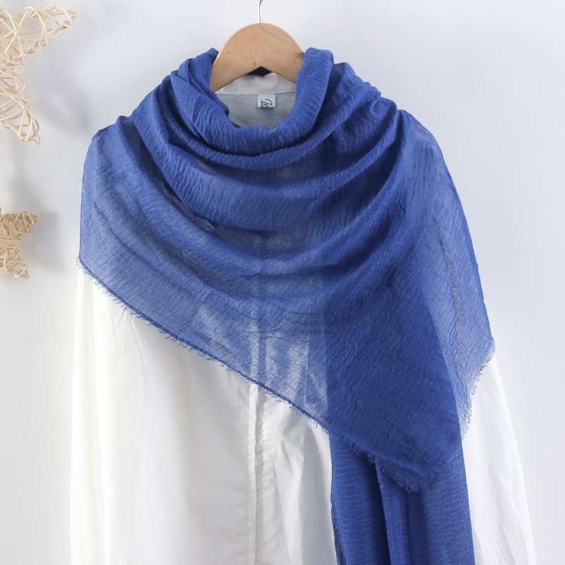 Image of Crinkled PolyCotton Scarf for Women - 180 x 90 cm Stole for Women | PolyCotton Scarf for Summers, Head Cover for Women | Lightweight Scarf for Women | Women Accessory