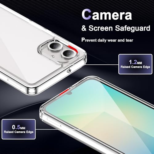 Image of Case for Samsung Galaxy A06, Military Grade Drop Protection Phone Case, Yellowing Resistant, Anti-Scratch Hard PC Back, Shockproof Hard Ultra-Thin Protective Cover, Clear