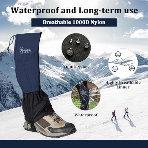 Leg-Gaiters-Waterproof-Snow-Boot-Gaiters-for-Snowshoeing-Hiking-Hunting-Running-Motorcycle-Anti-Tear-Oxford-Fabric-TPU-Instep-Belt-Metal-Shoelace-Hook-for-Outdoor