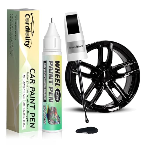 Image of Gloss Black Rim Touch Up Paint for Honda,Wheel Scratch Repair Kit for Curb Rash, Rim Repair Kit Color Match Honda Gloss Black Wheel Paint,Long lasting, Resists Water, Uv Rays