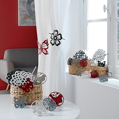 Douceur d'Intérieur, Passero 2 Clip Tiebacks (Diameter 8 cm) Grey Painted Metal, Gray, (0) 8 CM - Image 3