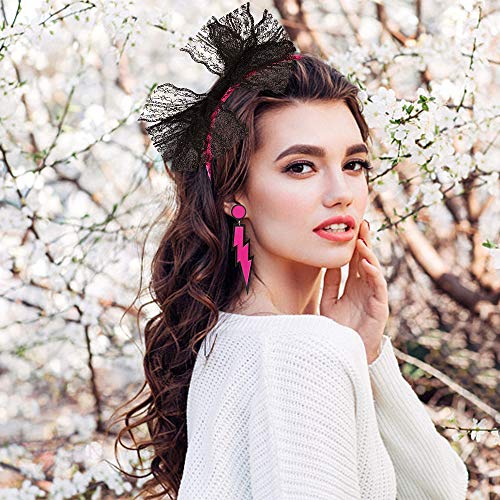 Shengyusuo-DE Verkleedaccessoires voor themafeest in de jaren 80-stijl, 14-delig, met regenboogkleurige tutu voor dames, meerkleurige neon parelkettingen - Image 4