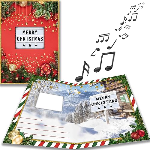 bentino Carte de Noël musicale Last Christmas avec effet lumineux d'ambiance pour la famille, les amis et les clients