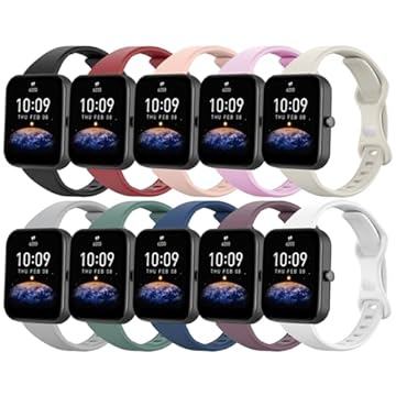 Lzwldan Pacote com 10 pulseiras de relógio finas de 20 mm compatíveis com Amazfit GTS/GTS 2/GTS 2e/GTS 2 mini/GTS 3/GTS 4/GTS 4 mini, pulseira de silicone macio de substituição para Amazfit Bip/Bip U