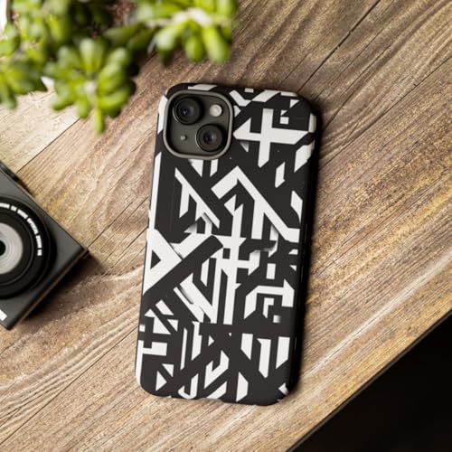 Coque iPhone 15 Plus motif géométrique noir et blanc - Coque rigide mate ultra fine