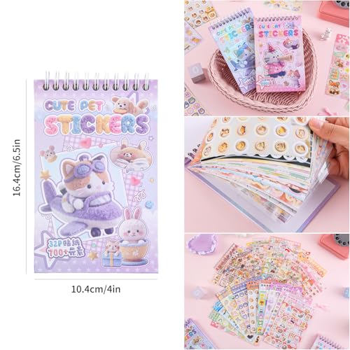 Image of Girl's Cute Sticker Book, Cartoon Pet Theme - 700+ Cute Animal Style Foodie Stickers, for DIY Scrapbooking Journaling Handbook Decoration
