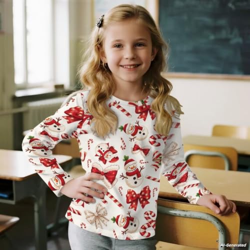 Image of Renewold Boys Girls Tees Kids T-Shirt Long Sleeve Crewneck T Shirts Casual Athletic Tops Clothing for Home School Travel
