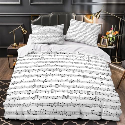 Housse de couette notation musicale hypoallergénique contre allergies lit simple - 2