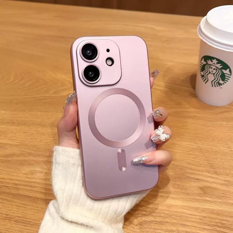 Image of LuxuryKase Premium MagSafe Case for iPhone 12 | Shockproof & Anti-Scratch Cover | Soft Silicone with Wireless Charging | Camera Lens Guard - Rose Gold