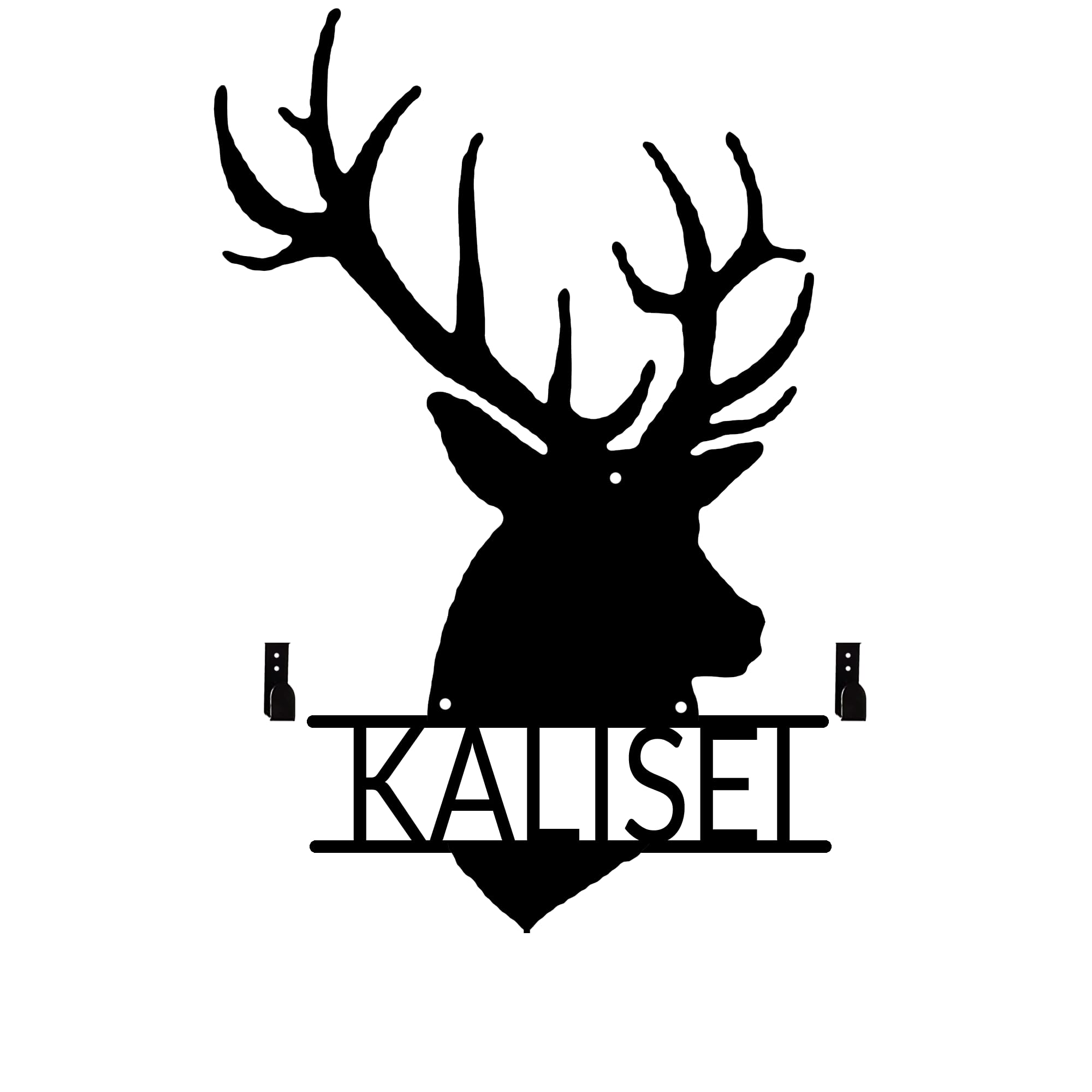 MOMOBO Large Personalized Metal Deer Head Bow Holder,Elk Skull Wall Decor,Archery Deer Head Bow Rack With Custom Name Plate,Bow Hunting Rack Hunting Metal Sign, Gifts For Husband,Dad,Father Style 3