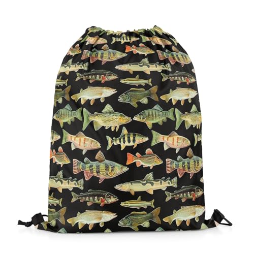 Feelyou Fishing Drawstring Backpack 13x15.7inch Vintage Pike Fish Waterproof Gym Drawstring Bags Fishing and Hunting Beach Swim Travel Bag Sackpack3