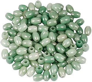 mookaitedecor Natural Green Aventurine Barrel Large Hole Gemstone Beads for Jewellery Making,Loose Crystal Stone Beads for European Bracelet,Pack of 30