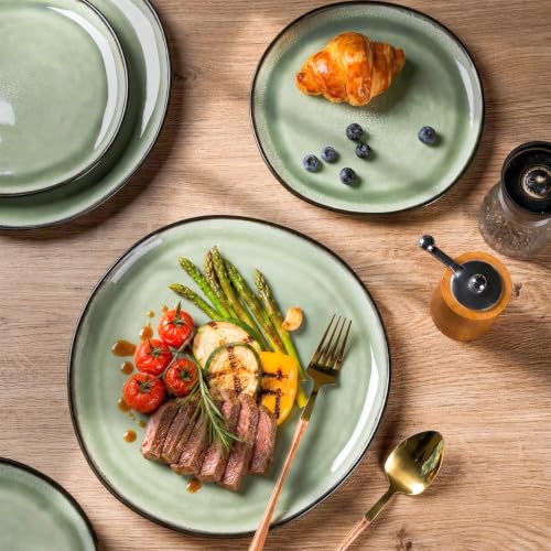 Image of AmorArc Ceramic Dinnerware Sets for 4, 12Pcs Plates and Bowls Sets Dishes | Stoneware Handmade Reactive Glaze Dinner Set, Highly Scratch Resistant | Dishwasher & Microwave Safe Dishware