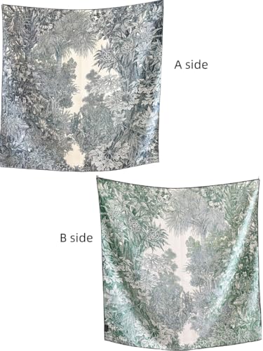 Women's Pure Mulberry Silk Square Scarf, 36 Inches Pashminas, Large Silk Scarf,Double-Sided Print, Gift Packed2