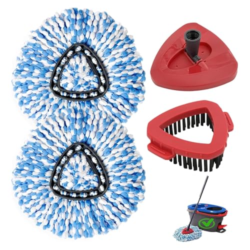 4PCS Mop Head Replacement Compatiable with Ocedar with Fit for RinseClean 2-Tank System Spin Mop Heads Perfect for deep Cleaning Hard-to-Reach Hidden Corners in bathrooms Living Rooms and More
