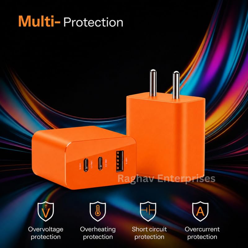 Image of 65W Type C Fast Charger Adapter for Nothing Phone 4 /3 /3a /2 /2a /2a Plus /2A /Phone 2 CMF 1 65Watt USB C Power Charging Adaptor PPS PD 3.0 Type-C Wall Adaptor | BIS Certified OP Orange