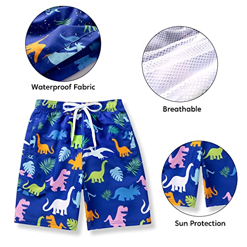 Sloosh Boys Swim Trunks, Quick Dry Drawstring Upf 50+ Kids Swim Shorts, Toddler Beach Shorts, Boardshort, Boy Swimwear (Dinosaur, 1416) #TOP2