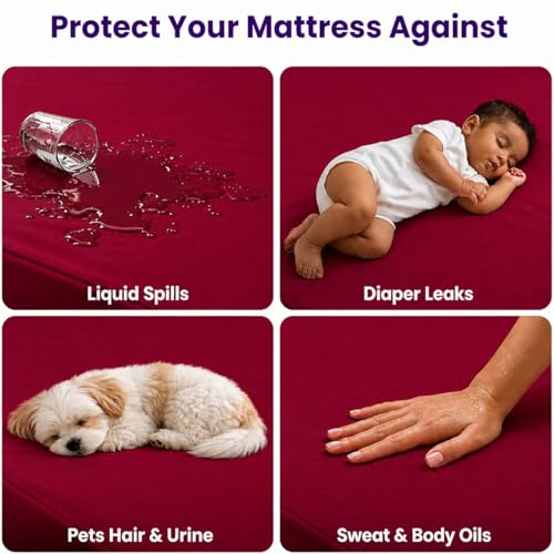 Image of Waterproof Mattress Protector 6x6.5 Feet (72x78) | Elastic Fitted Bedsheet | Soft & Durable Gadda Cover Dustproof By Bharat Griha BG16