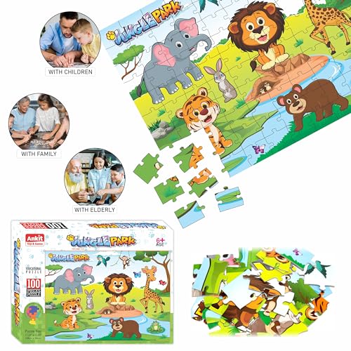 Image of Ankit Toys & Games 100-Piece Jigsaw Puzzle for Kids, Educational, Develops Motor Skills & Cognitive Learning (Jungle Park)