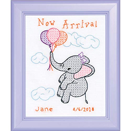 Jack Dempsey Needle Art Elephant Hand Embroidery, 8 x 10, White