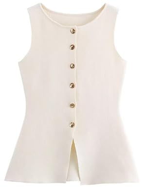 Womens Sweater Vest Sleeveless Button Down Round Neck Knitted Tank Tops Casual Cardigan for Women HXH07