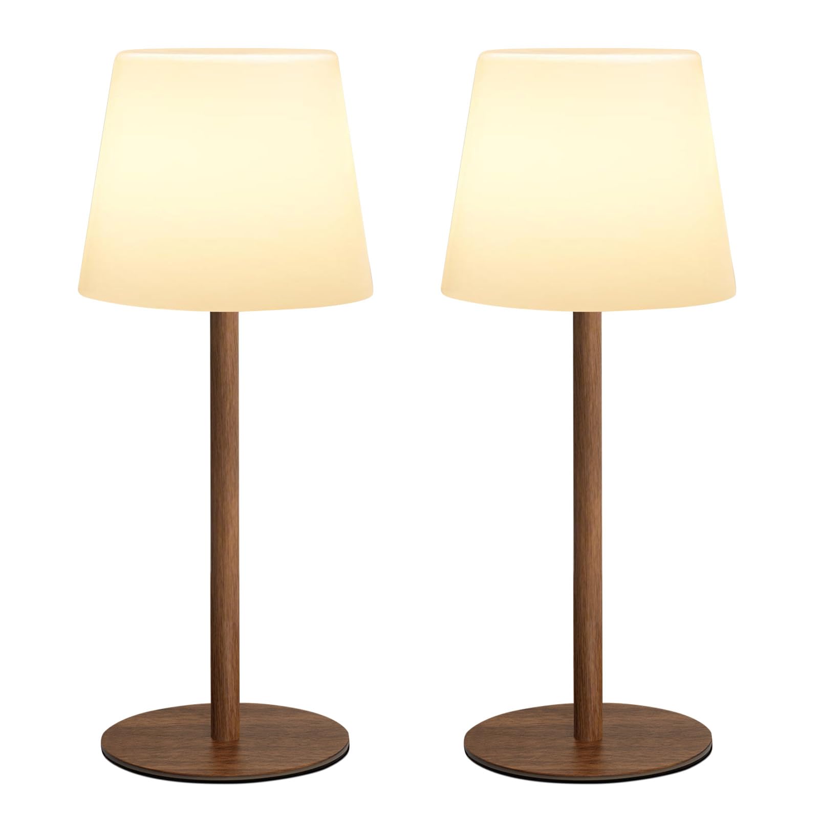 2er Set kabellose Tischlampe mit Fernbedienung, IP64 spritzwassergeschützt, Weißlicht bis 130 lm + RGB, 4000mAh Akku, 2 Höhen 27/41cm, stufenlos dimmbar, Timer, für innen & außen