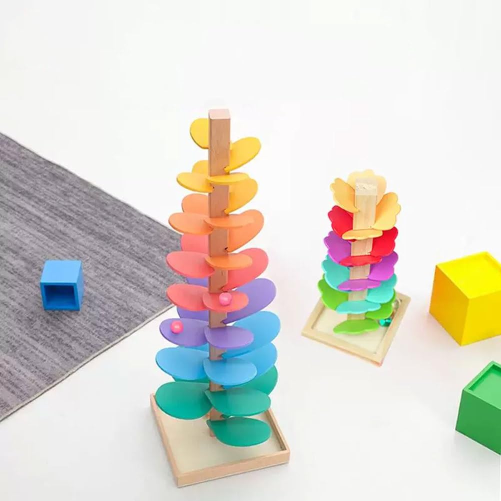 Juguete Musical de Madera Montessori en Forma de Árbol, Carrera de Bolas Deslizantes con Hojas Coloridas, Bloques de Construcción para Montar DIY, Juguete de Juego Sensorial