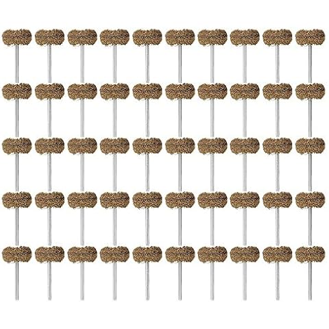 Rocaris 1" Brown 120 Grit Abrasive Buffing Polishing Wheels Burr for Rotary Tools-1/8(3mm) Shank 50 Pack Cover