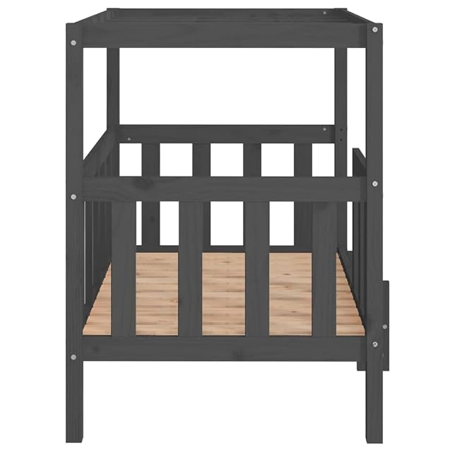 Foto 5 de 7 de vidaXL Cama para Perros Madera Maciza de Pino Gris 105,5x83,5x100 cm