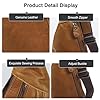 FANDARE Sac Poitrine Homme Cuir Sling Bag Bandouliere Sacoche Ventrale d'Epaule Pochette Holster Personal Flex Bag pour Camping Voyage Business Brun #5
