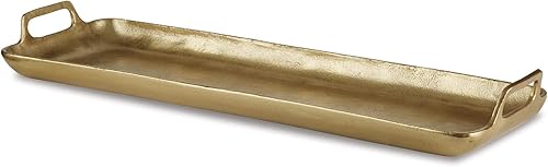 Signature Design by Ashley Posy - Bandeja decorativa de metal, acabado dorado