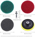 Glarks 16Pcs 4 Inch Perceuse Power Brosse Tile Scrubber Scouring Pads Kit de nettoyage avec 4 Porte-plaquette de disque de pouce pour salle de bain & Nettoyage de cuisine, 3 Stiffness différente (Rouge, Gris, Vert)