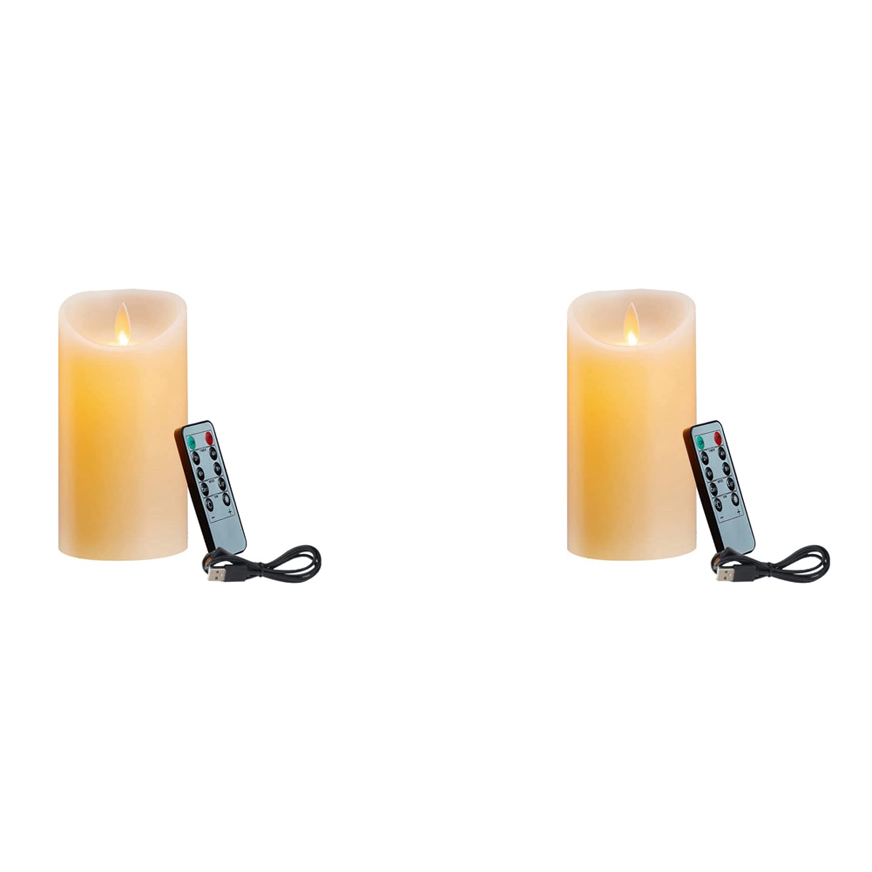 Hndhbfgrt 2X LED Candles, Flickering Flameless Candles, Rechargeable Candle, Real Wax Candles with Remote Control,12.5cm A