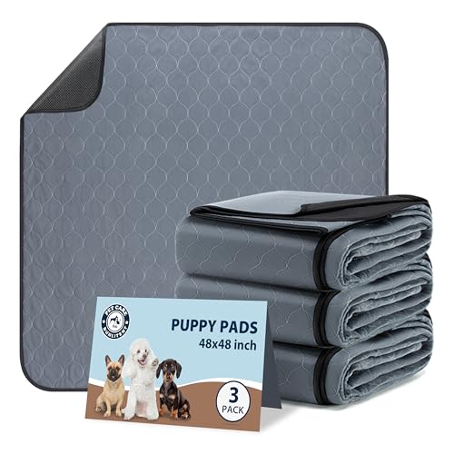 Bunlitent Washable Pee Pads for Dogs 48" x 48", Reusable Puppy Pads 3 Pack