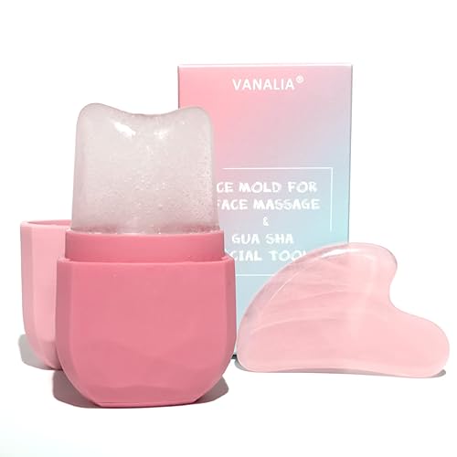 Rodillo de hielo y Gua Sha para cara, ojos y cuello, juego de cuidado de la piel, rodillo de hielo de belleza facial y herramienta facial Gua Sha,