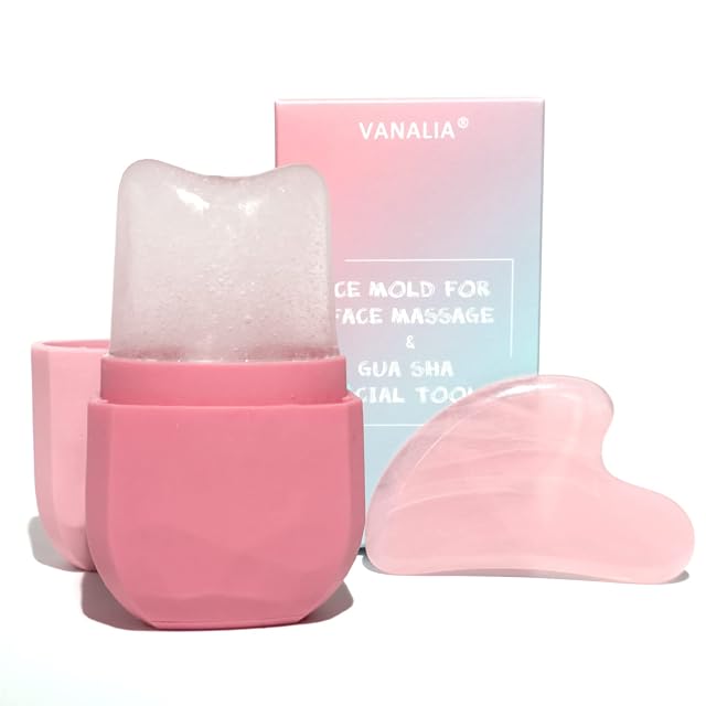 Ice Roller and Gua Sha Set for Face Eyes and Neck - Skin Care Beauty Tools to Brighten