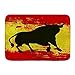 NA Tapis de Bain Tapis, Silhouette de Taureau sur Les Taches de Peinture des éléments nationaux Grunge de Drapeau Espagnol, Tapis de décor de Salle de Bain en Peluche avec Support antidérapant