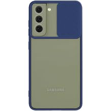 Kzy  leti im Samsung Galaxy S21 FE ile Uyumlu Kapak Lensi A l r Kapan r Kamera Korumal  Silikon K l f - Lacivert