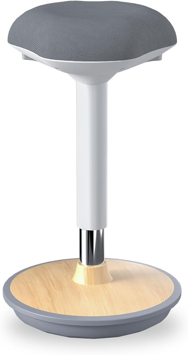 Wobble Stool - Adjustable Height Standing Desk Chair | Sit Stand Stool with 360-Degree Non-Slip Swivel Base|for Home,Office and Classroom(Light Wood)