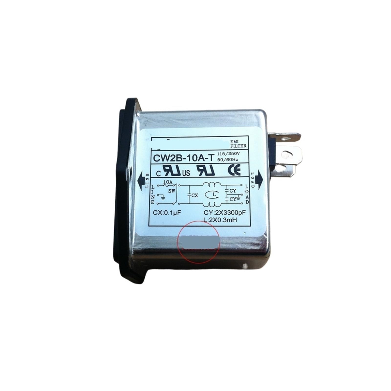 Interrupteur de sécurité avec prise de filtre d'alimentation 220V 10A