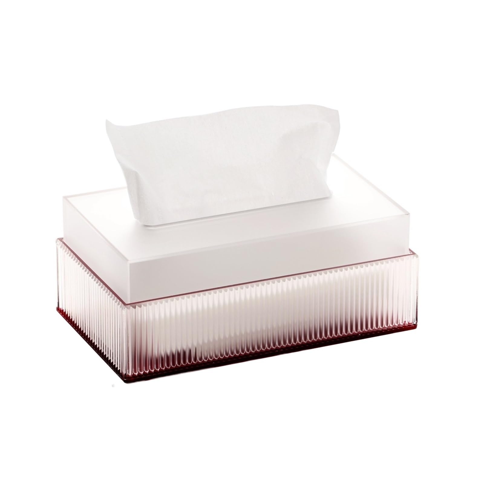 Tissue Light Luxury Desktop Acrylic Tissue Box Semi-corrugated Napkin Facial Dispenser For Home Restaurant Hotel(Red,Large)