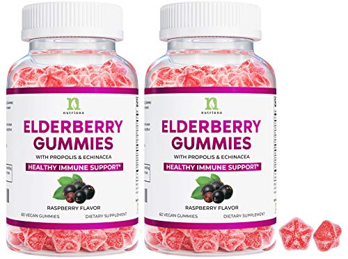 Elderberry Gummies with Vitamin C for Immune Support - Black Elderberry Gummies for Adults & Kids, Echinacea, Propolis - Immune System Booster Supplement for Adults -(2 Pack - 120 Vegan Gummies) Elderberry Gummies with Vitamin C for Immune Support - Black Elderberry Gummies for Adults & Kids, Echinacea, Propolis - Immune System Booster Supplement for Adults -(2 Pack - 120 Vegan Gummies)