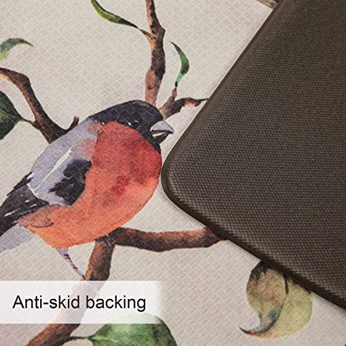 Farmhouse Kitchen Mats Cushioned Anti-Fatigue Comfort Mat for Home & Office Ergonomically Engineered Memory Foam Kitchen Rug Waterproof Non-Skid, 47\" by 18\",Birds