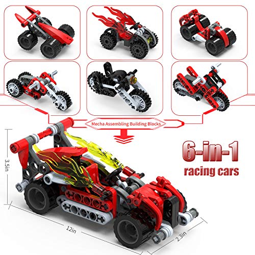 image for Sawaruita Motorcycle and Vehicles Building Blocks Set, 6-in-1 Flame Ra