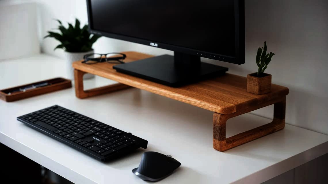 MURARAKA ART Wooden Monitor Stand Riser for Desk Organizer, Tables, Office, Home, Studio, Study Table, Computer, Desktop Gaming, Laptop Made of Solid Sheesham Wood (Design-4, Walnut) (B0BGXSQNH8) Amazon Price History, Amazon Price Tracker