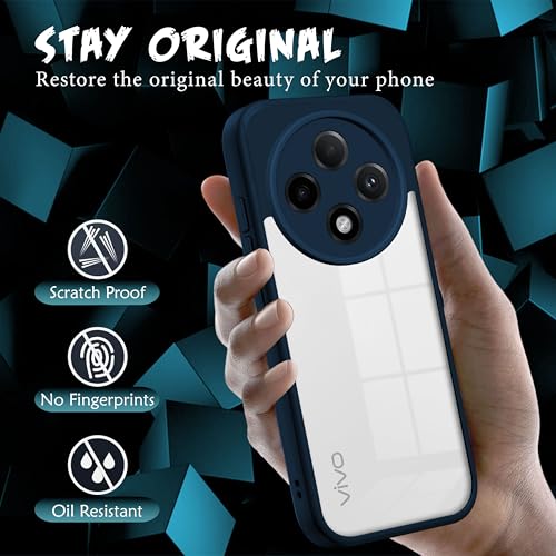 Image of V-TAN Back Cover for Vivo T4 5G / iQoo Z10 5G Compatible Case, Transparent Clear, TPU, Camera Protective Shockproof Cover (Blue)