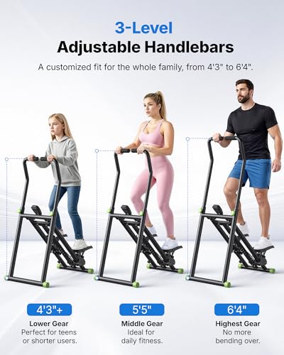 Image of MERACH Stair Stepper for Home Gym Exercise, New Version Stairmaster for Full-Body Workout, Compact Folding Stair Climber with Extended Step Range, Adjustable Handlebar /Pedal